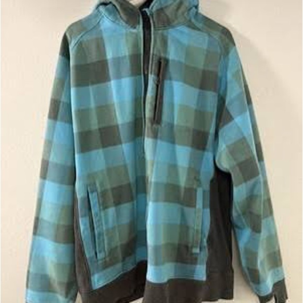 Lululemon Scuba Blue and Gray Plaid Hooded Jacket